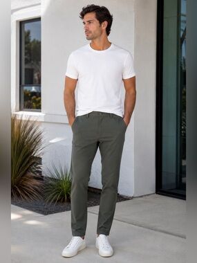 Lululemon ABC Pants Mens 31 Olive Green 5 Pocket Stretch Slim Fit 31x29
